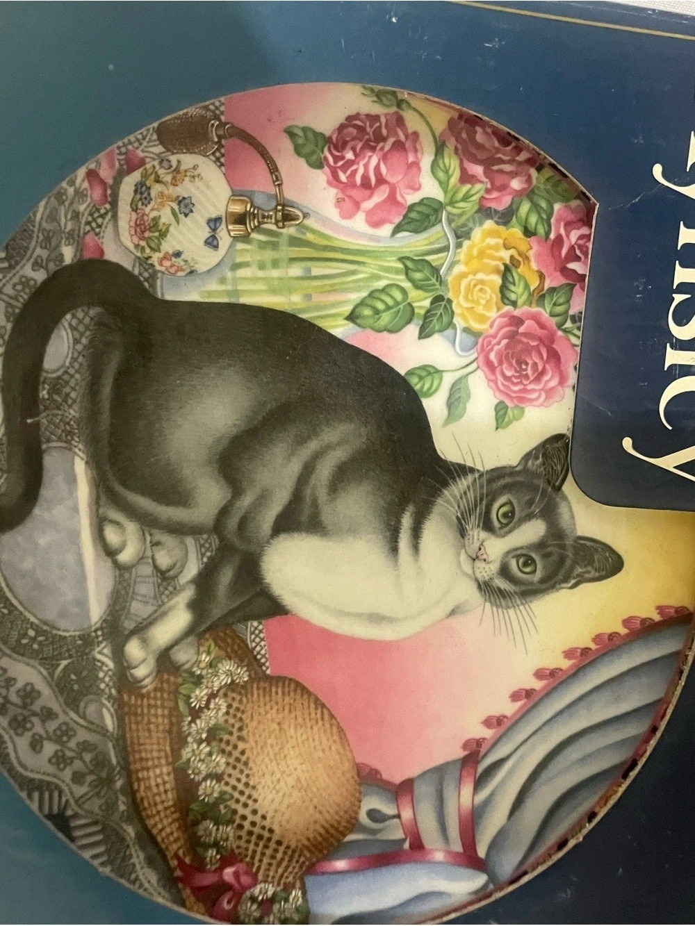 Vintage Aynsley Summer Cat Collector Plate in Pink & Blue- NIB